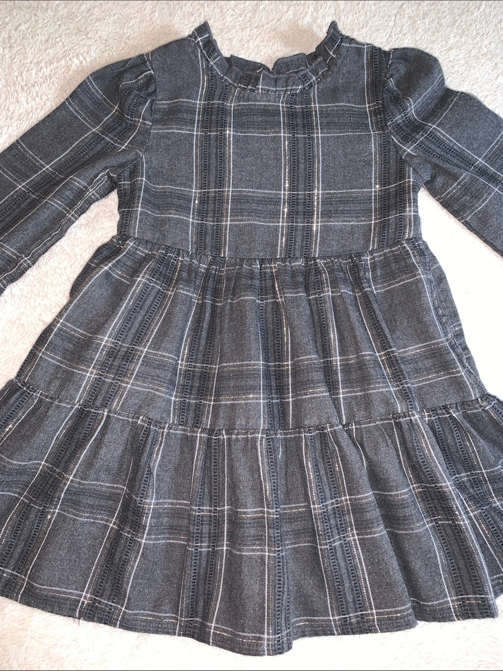 Cat & Jack Gray Tiered Dress 4T Light Flannel EUC
